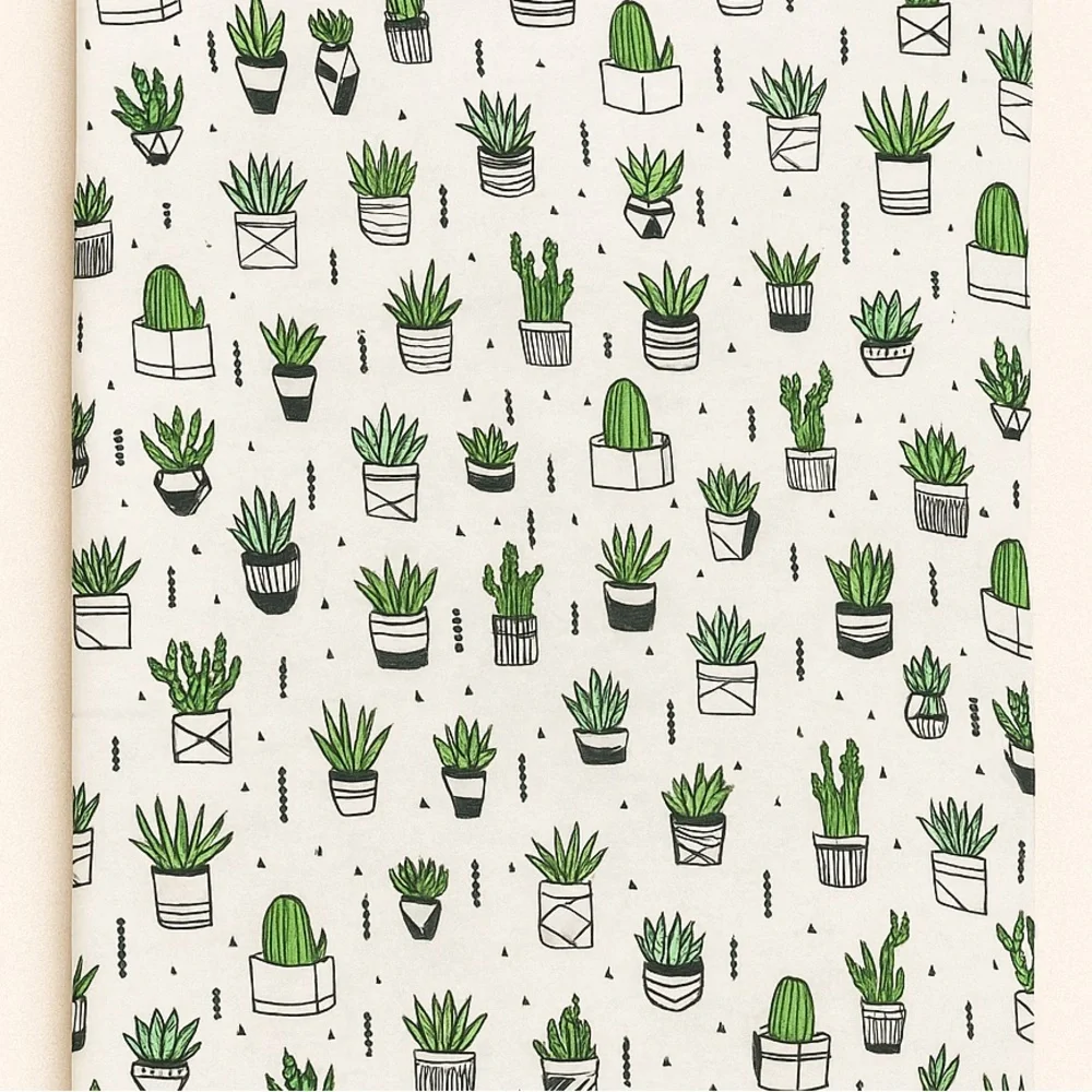 Copper Pearl Green and White Succulent Print Bassinet Sheet Bedding